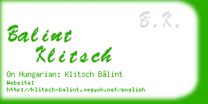 balint klitsch business card